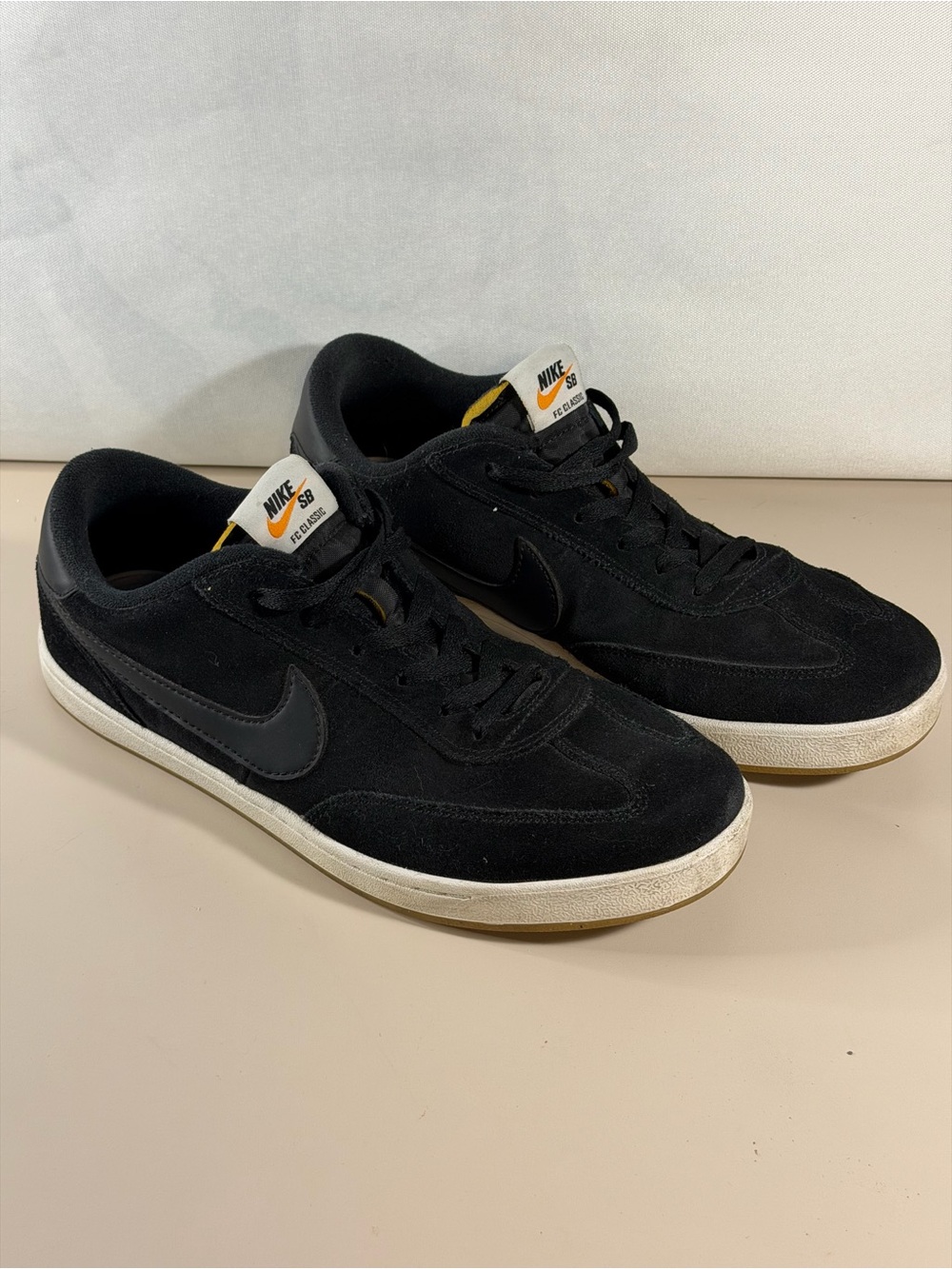 Nike Black Suede Low-Top Sneakers with White Midsole